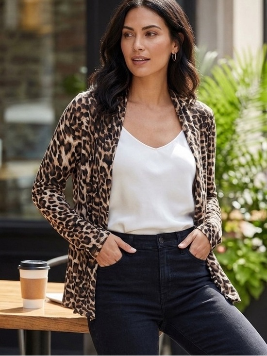 Zenana Outfitters Sweaters - Zenana Outfitters Leopard Print Top Cardigan